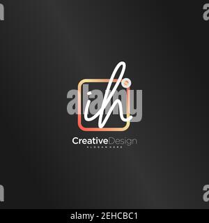 IH Initial Letter handwriting logo hand drawn colorful box vector, logo for beauty, cosmetics, wedding, fashion and business, and other Stock Vector