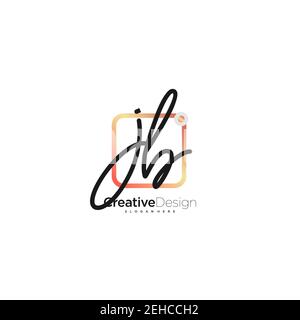JB Initial Letter handwriting logo hand drawn colorful box vector, logo for beauty, cosmetics, wedding, fashion and business, and other Stock Vector