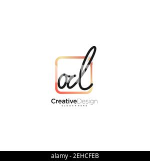 OD Initial Letter handwriting logo hand drawn colorful box vector, logo for beauty, cosmetics, wedding, fashion and business, and other Stock Vector