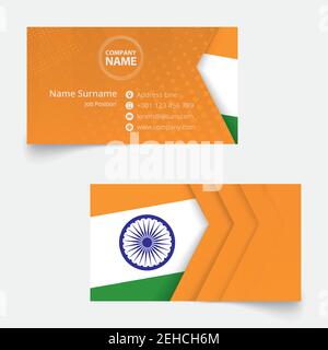 India Flag Business Card, standard size (90x50 mm) business card template with bleed under the clipping mask. Stock Vector