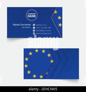 European Union Flag Business Card, standard size (90x50 mm) business card template with bleed under the clipping mask. Stock Vector