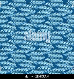 Abstract zigzag seamless vector pattern background. Monochrome painterly denim blue canvas backdrop with diagonal wavy line effect. Burlap chevron 3d Stock Vector