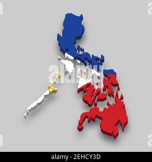 3d isometric Map of Philippines with national flag. Vector Illustration ...