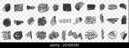 Ink pen scrawl collection - various shapes of hand drawn scribble line ...