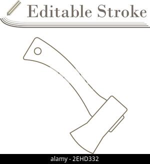 Icon Of Camping Axe. Editable Stroke Simple Design. Vector Illustration. Stock Vector