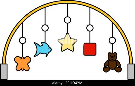 Baby Arc With Hanged Toys Icon. Editable Outline With Color Fill Design. Vector Illustration. Stock Vector