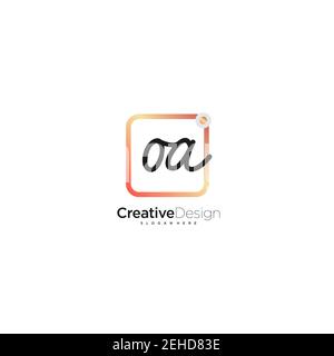 OA Initial Letter handwriting logo hand drawn colorful box vector, logo for beauty, cosmetics, wedding, fashion and business, and other Stock Vector