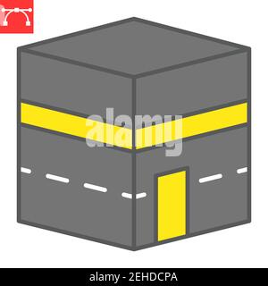 Kaaba Mecca color line icon, happy ramadan and makkah, Mecca building vector icon, vector graphics, editable stroke filled outline sign, eps 10. Stock Vector