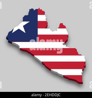 3d map of Liberia. Silhouette of map of Liberia vector illustration ...