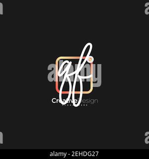 QF Initial Letter handwriting logo hand drawn colorful box vector, logo for beauty, cosmetics, wedding, fashion and business, and other Stock Vector