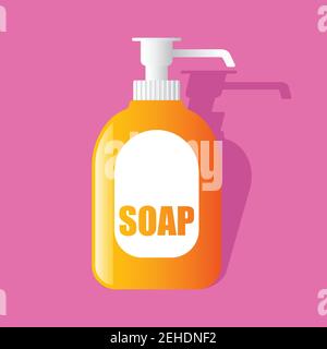 liquid soap bottle with dispenser airless pump. vector illustration Stock Vector