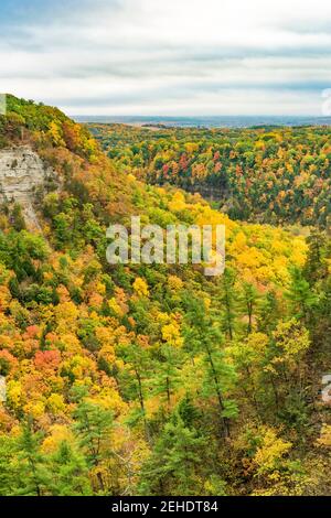 Great Bend and gorge at Letchworth State Park, Wyoming County, New York Stock Photo