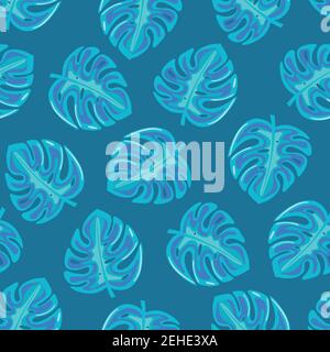 Trendy seamless pattern with Monstera Deliciosa tropical plant. Exotic summer vector print for wallpaper, textile, fabric, packaging, cosmetic. Stock Vector