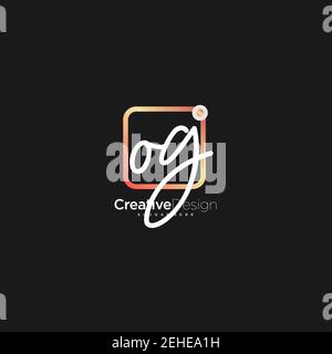 OG Initial Letter handwriting logo hand drawn colorful box vector, logo for beauty, cosmetics, wedding, fashion and business, and other Stock Vector