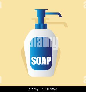liquid soap bottle with dispenser airless pump. vector illustration Stock Vector