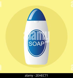 liquid soap bottle with dispenser airless pump. vector illustration Stock Vector