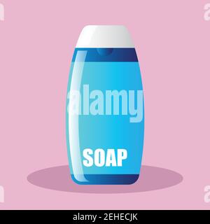 liquid soap bottle with dispenser airless pump. vector illustration Stock Vector