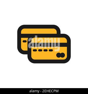 Icon in black and yellow style sign of bank cards. Non-cash payment. Debit and credit cards. Stock Vector