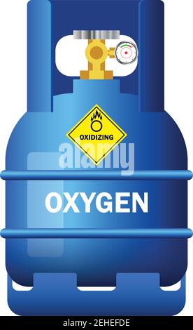 blue gas cylinder containing oxygen isolated on white background. vector illustration Stock Vector