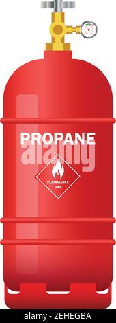 red gas cylinder containing propane isolated on white background. vector illustration Stock Vector
