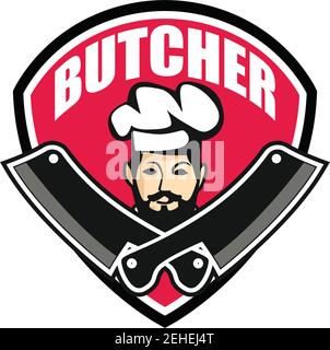 butcher logo isolated on white background. vector illustration Stock Vector