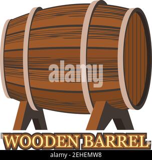 wooden barrel isolated on white background. vector illustration Stock Vector