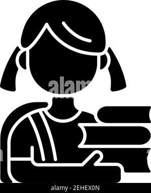 Web icon. Schoolgirl, girl black on white background Stock Vector Image ...