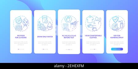 Regular blood testing onboarding mobile app page screen with concepts Stock Vector
