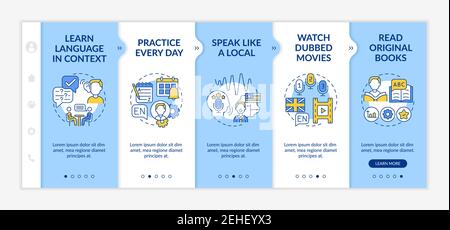 Foreign learning language tips onboarding vector template Stock Vector