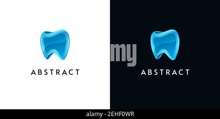 3d tooth icons on white and black backgrounds. Abstract glossy logos for dental. Stock Vector