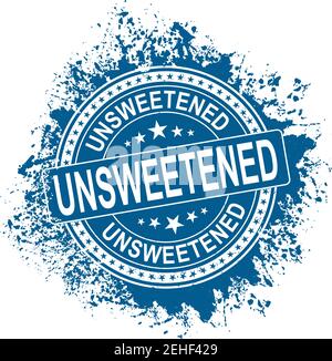 Blue Unsweetened splash ink rubber stamp on white Stock Vector