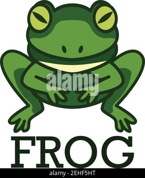 green frog logo isolated on white background. vector illustration Stock Vector