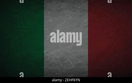Italy flag with waving grunge texture. Vector background. Stock Vector