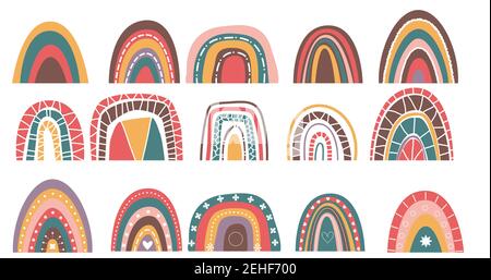 Boho style raindow set vector illustration Stock Vector