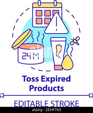 Toss expired products concept icon Stock Vector