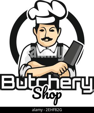 butcher logo isolated on white background. vector illustration Stock Vector