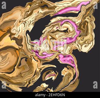 Cover with texture. Abstract bright template design with hand-painted background, liquid gold on dark background Stock Vector
