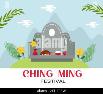 Ching ming traditional chinese festival celebration. Vector illustration Stock Vector
