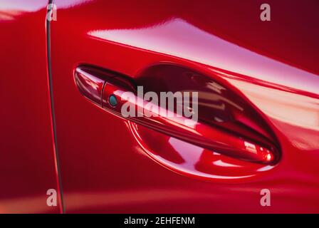 Car door keyless entry system with touch sensor handle to unlock and lock car door Stock Photo
