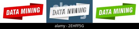 data mining ribbon label sign set. data mining banner Stock Vector