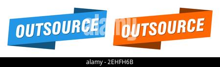 outsource ribbon label sign set. outsource banner Stock Vector