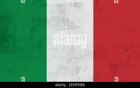 Italy flag with waving grunge texture. Vector background. Stock Vector