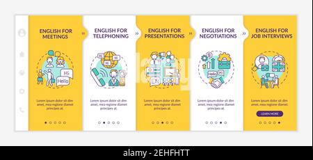 Business English aims onboarding vector template Stock Vector