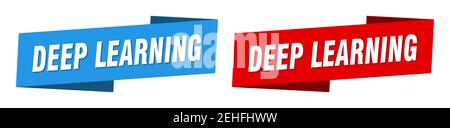 deep learning ribbon label sign set. deep learning banner Stock Vector