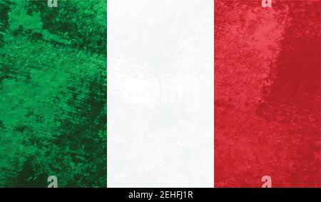Italy flag with waving grunge texture. Vector background. Stock Vector