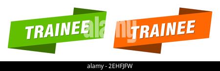 trainee ribbon label sign set. trainee banner Stock Vector