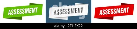 assessment ribbon label sign set. assessment banner Stock Vector