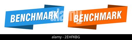 benchmark ribbon label sign set. benchmark banner Stock Vector