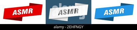 asmr ribbon label sign set. asmr banner Stock Vector