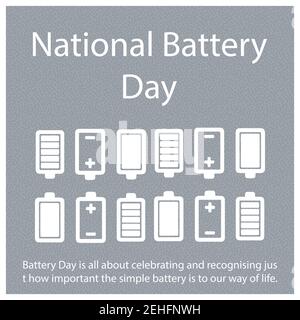 Battery Day is all about celebrating and recognising just how important the simple battery is to our way of life. Stock Vector